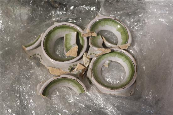 A pair of French faience bough pots and covers, 19th century, height 5in.